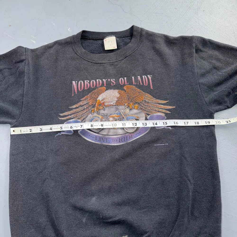 VTG 80s Harley Davidson Motorcycle Sweatshirt Nobodys Ol Lady Joliet 3D Emblem - Picture 9 of 11